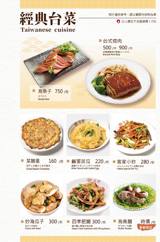 台南福樓餐廳菜單